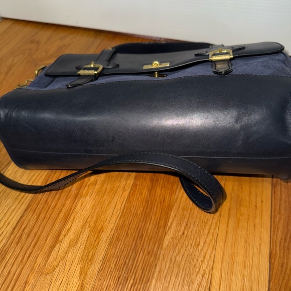J. Crew Navy Blue leather and suede women purse/ briefcase. - Picture 5 of 5